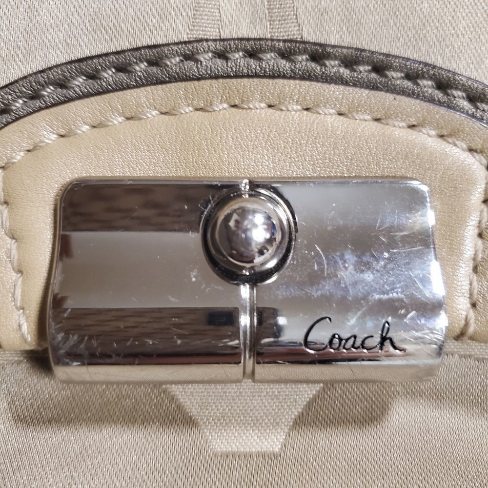 Coach Vintage Tan Monogram Logo Crossbody Messenger Purse - Picture 3 of 7